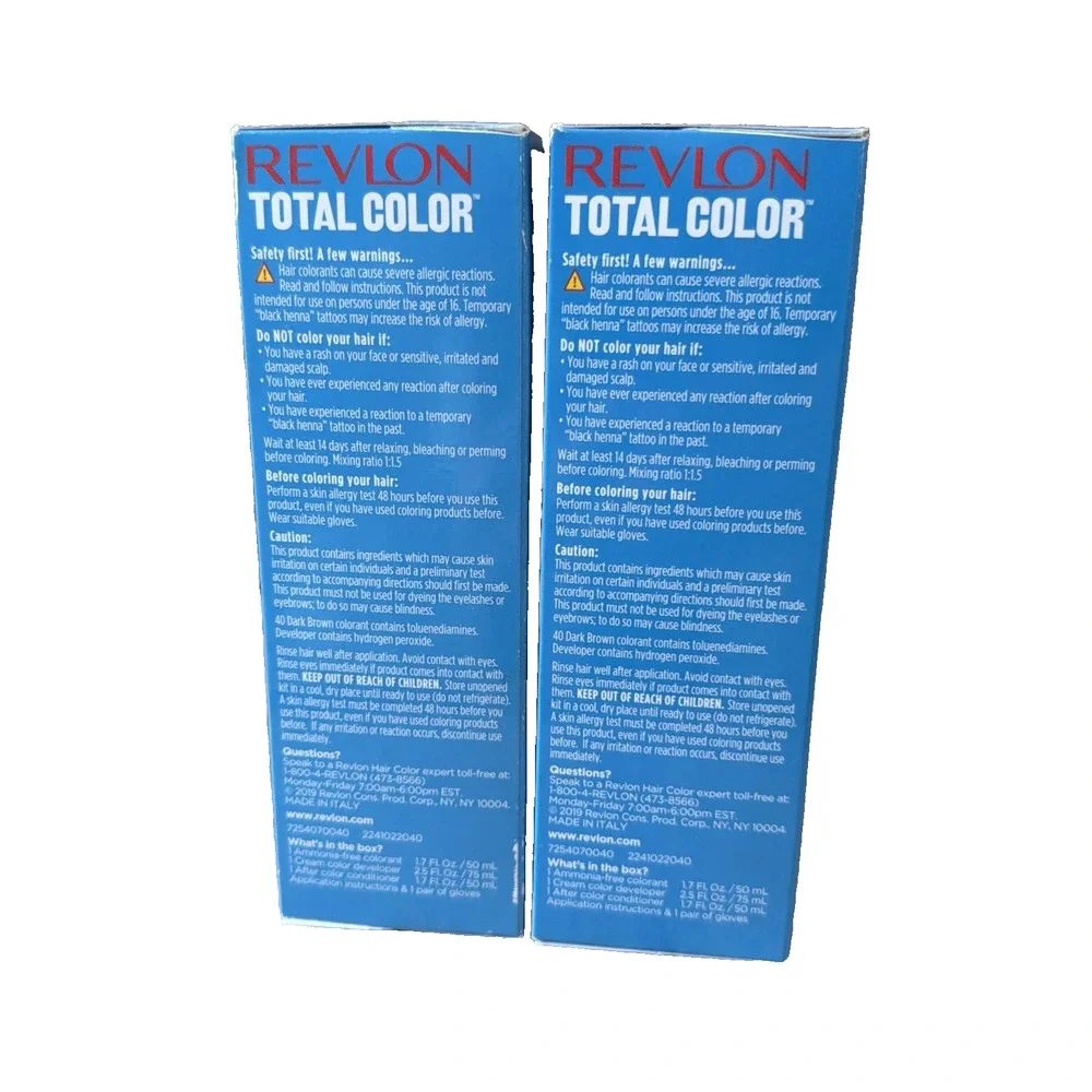 2x Revlon Total Color Permanent Hair Dye 40 Dark Brown, Clean & Vegan, Rare, HTF